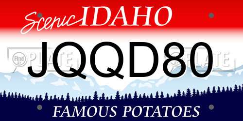 JQQD80 Idaho License Plate