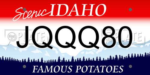 JQQQ80 Idaho License Plate