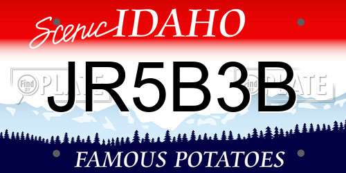 JR5B3B Idaho License Plate