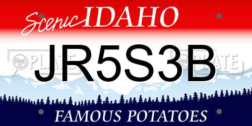 JR5S3B Idaho License Plate