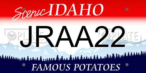 JRAA22 Idaho License Plate