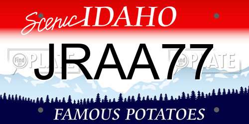 JRAA77 Idaho License Plate