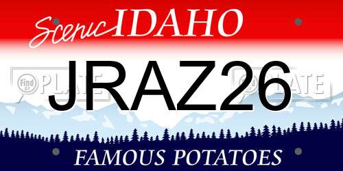 JRAZ26 Idaho License Plate
