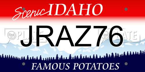 JRAZ76 Idaho License Plate