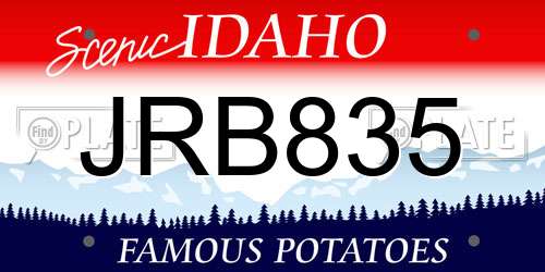 JRB835 Idaho License Plate