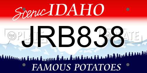 JRB838 Idaho License Plate