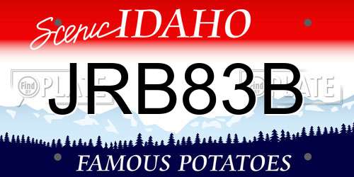 JRB83B Idaho License Plate