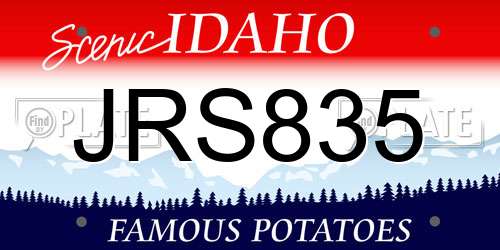 JRS835 Idaho License Plate
