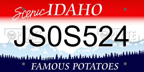 JS0S524 Idaho License Plate