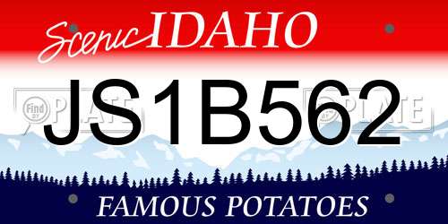 JS1B562 Idaho License Plate
