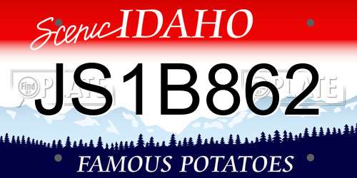 JS1B862 Idaho License Plate