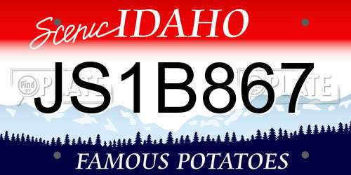 JS1B867 Idaho License Plate