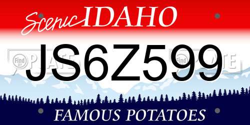 JS6Z599 Idaho License Plate