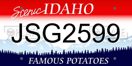 JSG2599 Idaho License Plate