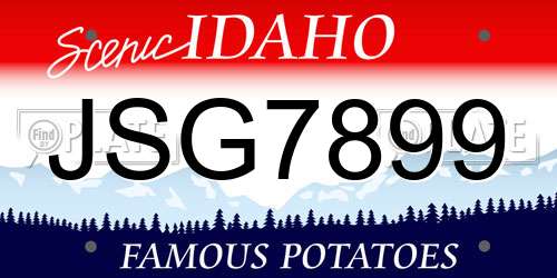 JSG7899 Idaho License Plate