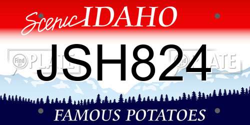 JSH824 Idaho License Plate