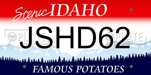 JSHD62 Idaho License Plate