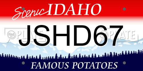 JSHD67 Idaho License Plate