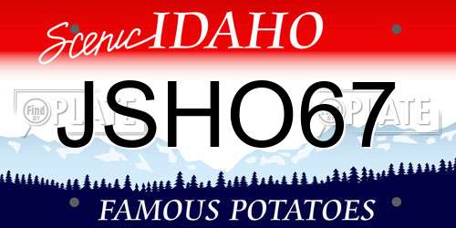 JSHO67 Idaho License Plate