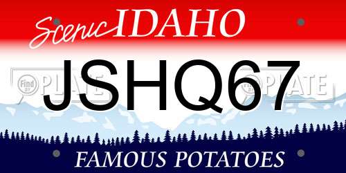 JSHQ67 Idaho License Plate