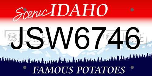 JSW6746 Idaho License Plate