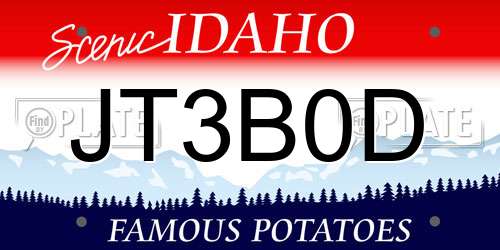 JT3B0D Idaho License Plate