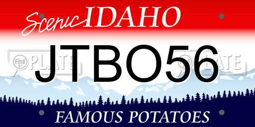 JTBO56 Idaho License Plate