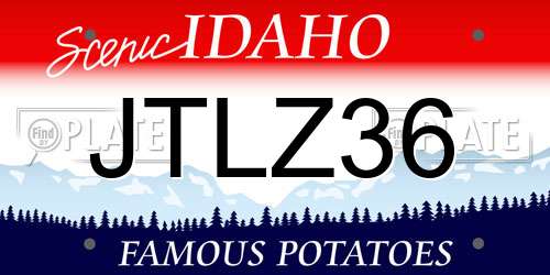 JTLZ36 Idaho License Plate