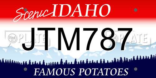 JTM787 Idaho License Plate