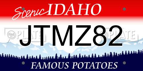 JTMZ82 Idaho License Plate