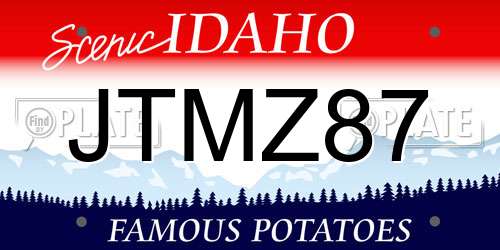 JTMZ87 Idaho License Plate