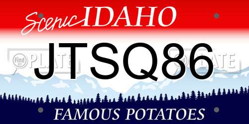 JTSQ86 Idaho License Plate