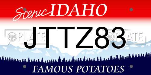 JTTZ83 Idaho License Plate