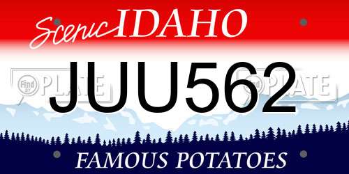 JUU562 Idaho License Plate