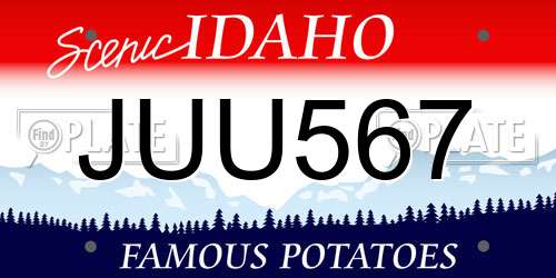 JUU567 Idaho License Plate