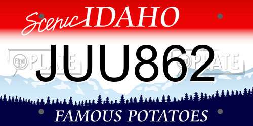 JUU862 Idaho License Plate
