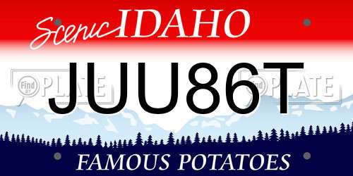 JUU86T Idaho License Plate