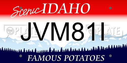 JVM81I Idaho License Plate