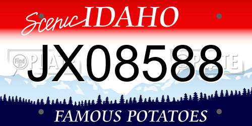 JX08588 Idaho License Plate