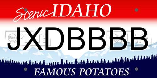 JXDBBBB Idaho License Plate