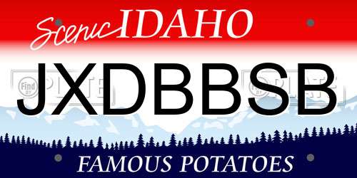 JXDBBSB Idaho License Plate