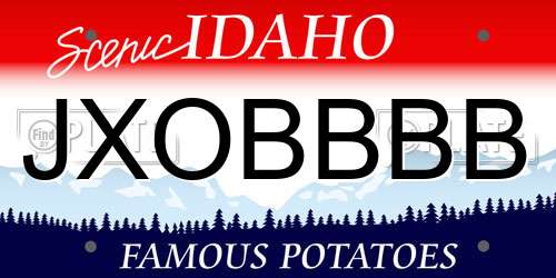 JXOBBBB Idaho License Plate