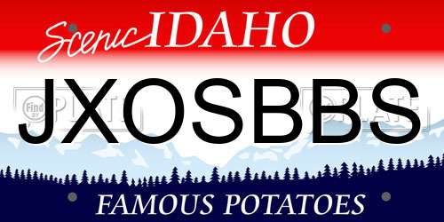JXOSBBS Idaho License Plate