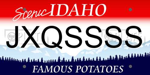 JXQSSSS Idaho License Plate