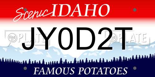 JY0D2T Idaho License Plate