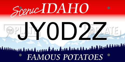 JY0D2Z Idaho License Plate