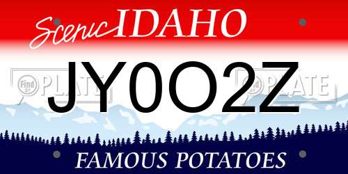 JY0O2Z Idaho License Plate