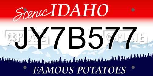 JY7B577 Idaho License Plate