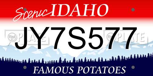 JY7S577 Idaho License Plate
