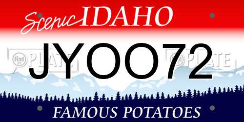 JYOO72 Idaho License Plate